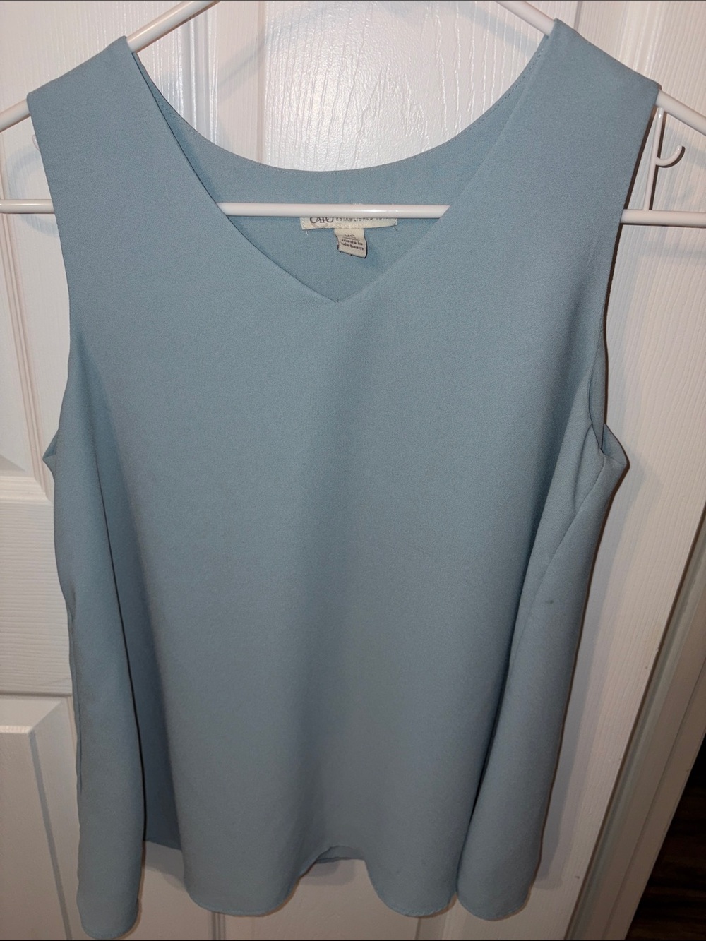 Light Blue V-Neck Sleeveless Shell Top